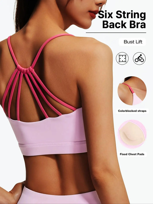 Women Backless Sports Bra With Fixed Padding