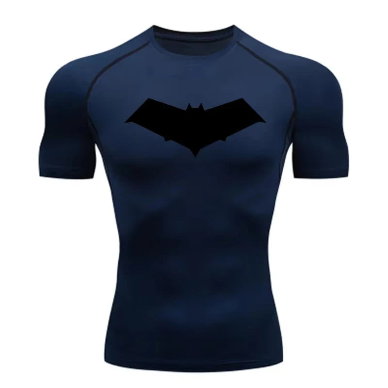 Unisex Cotton Bat Print Quick Dry Compression Shirt