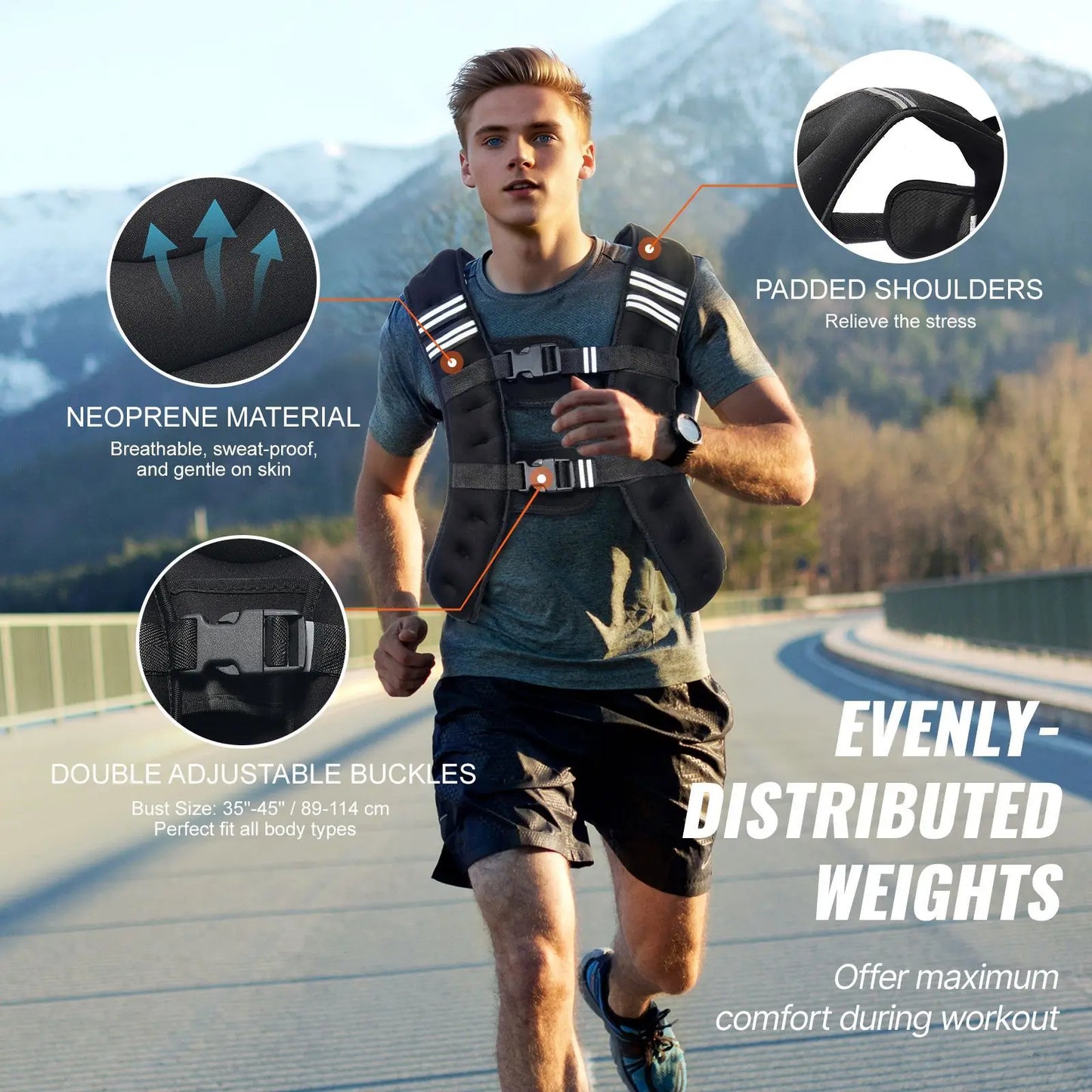 Adjustable 12 Lbs Weighted Vest With Reflective Stripe