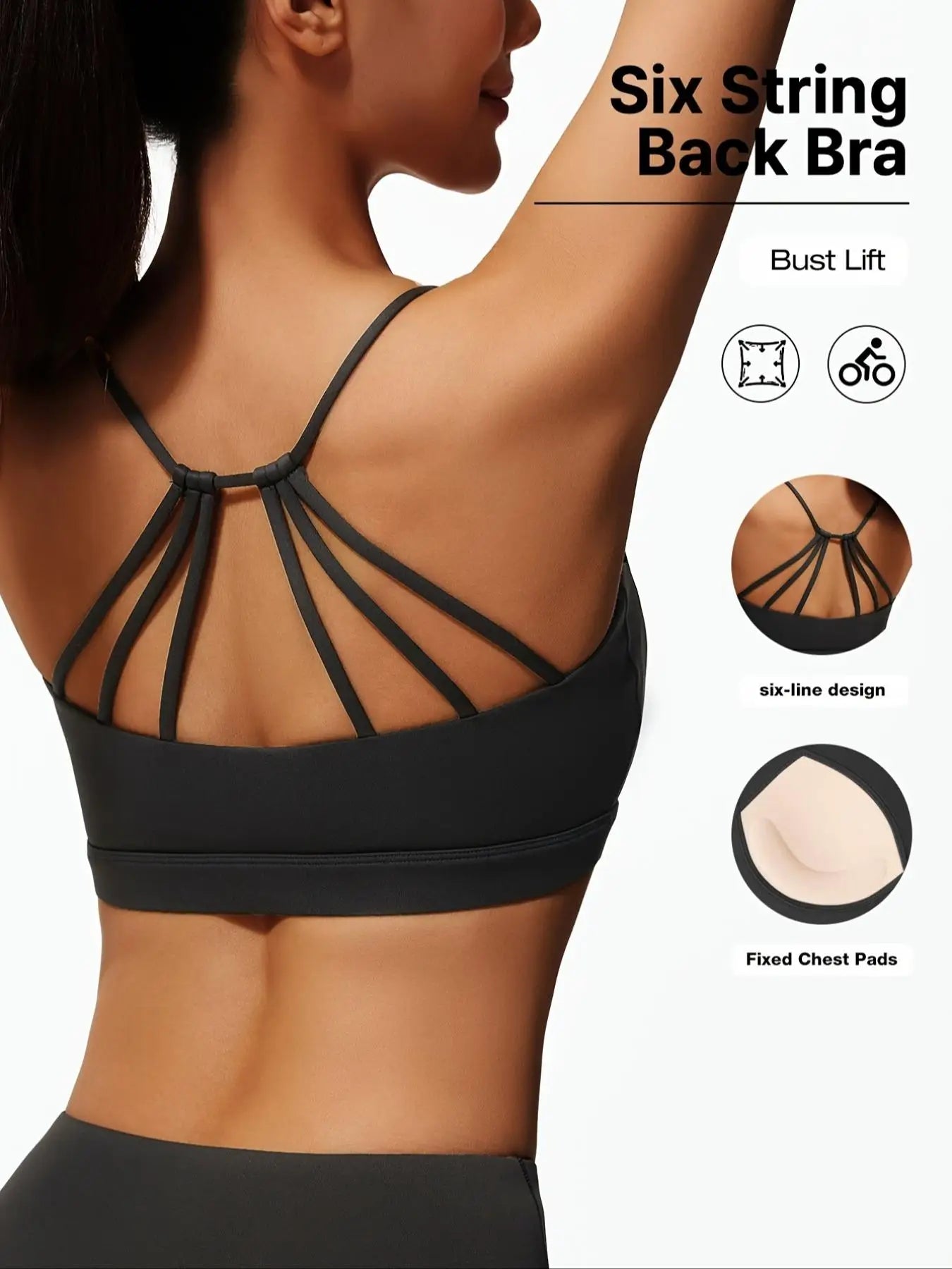 Women Backless Sports Bra With Fixed Padding