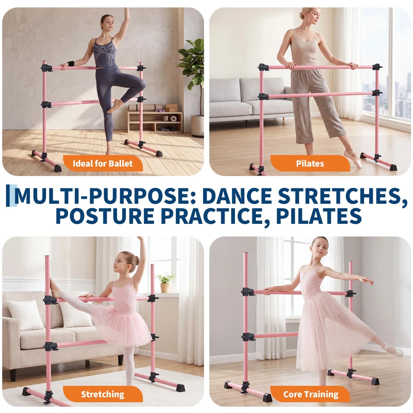 Heavy Duty Adjustable Freestanding Ballet Barre Dance Bar