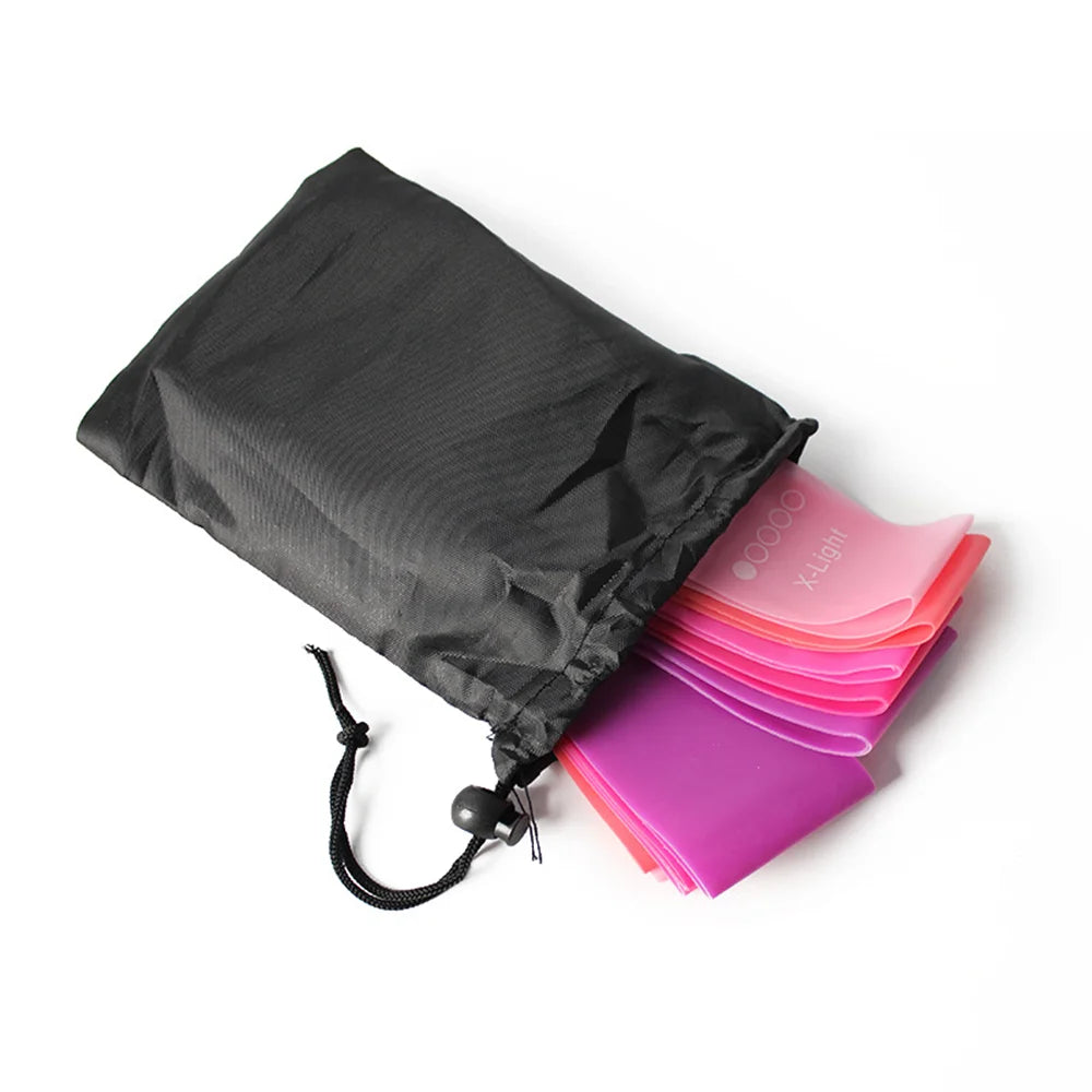 Set Of 5 Pink TPE Resistance Loop Bands For Exercise And Yoga