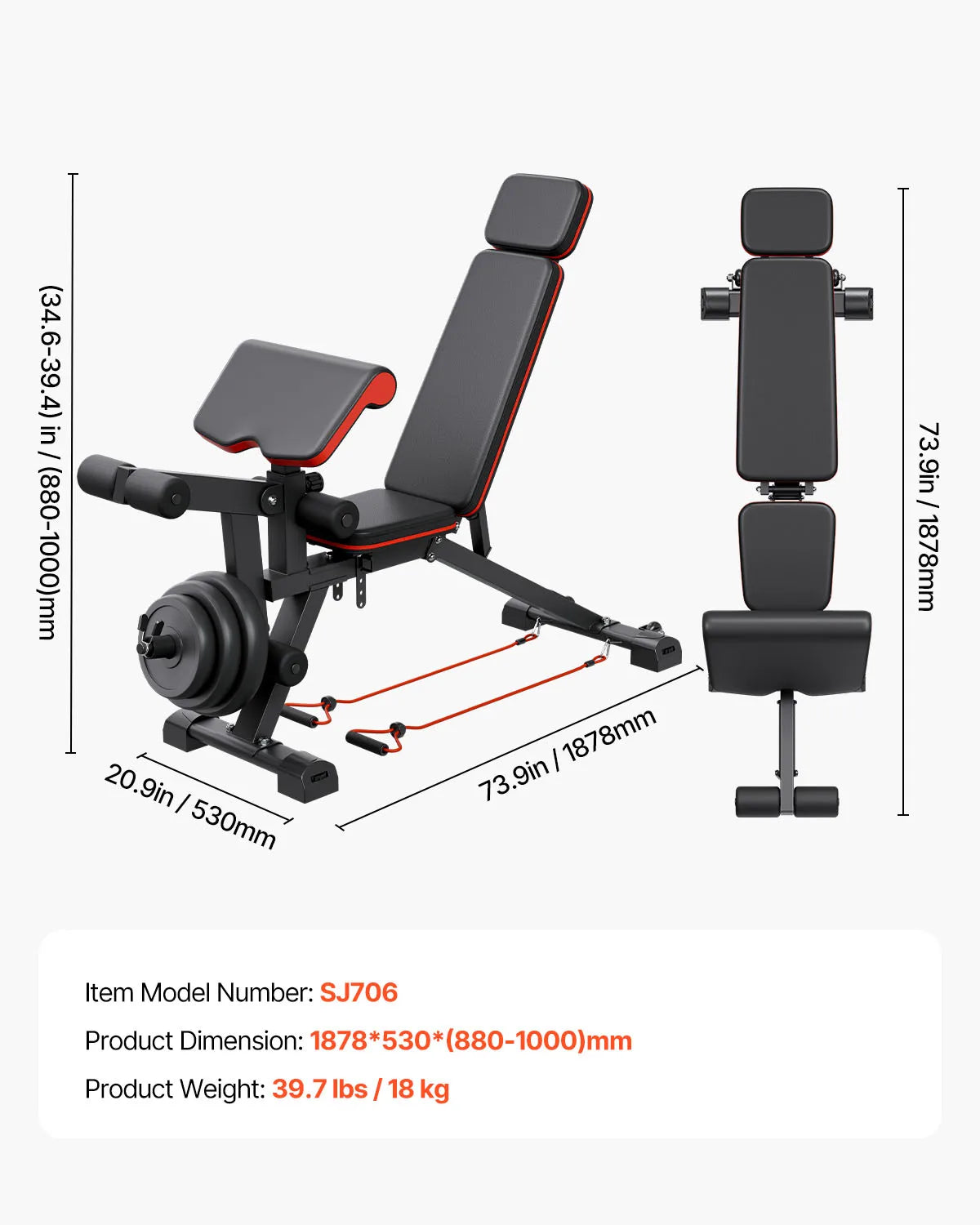SucceBuy 800lb Adjustable Weight Bench Press For Home
