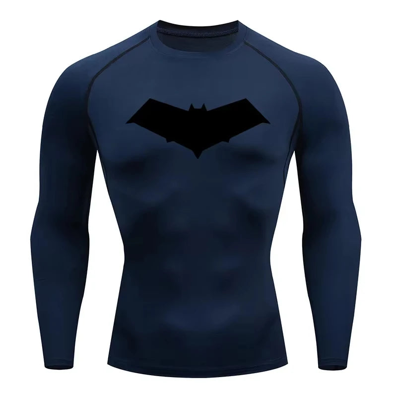 Unisex Cotton Bat Print Quick Dry Compression Shirt