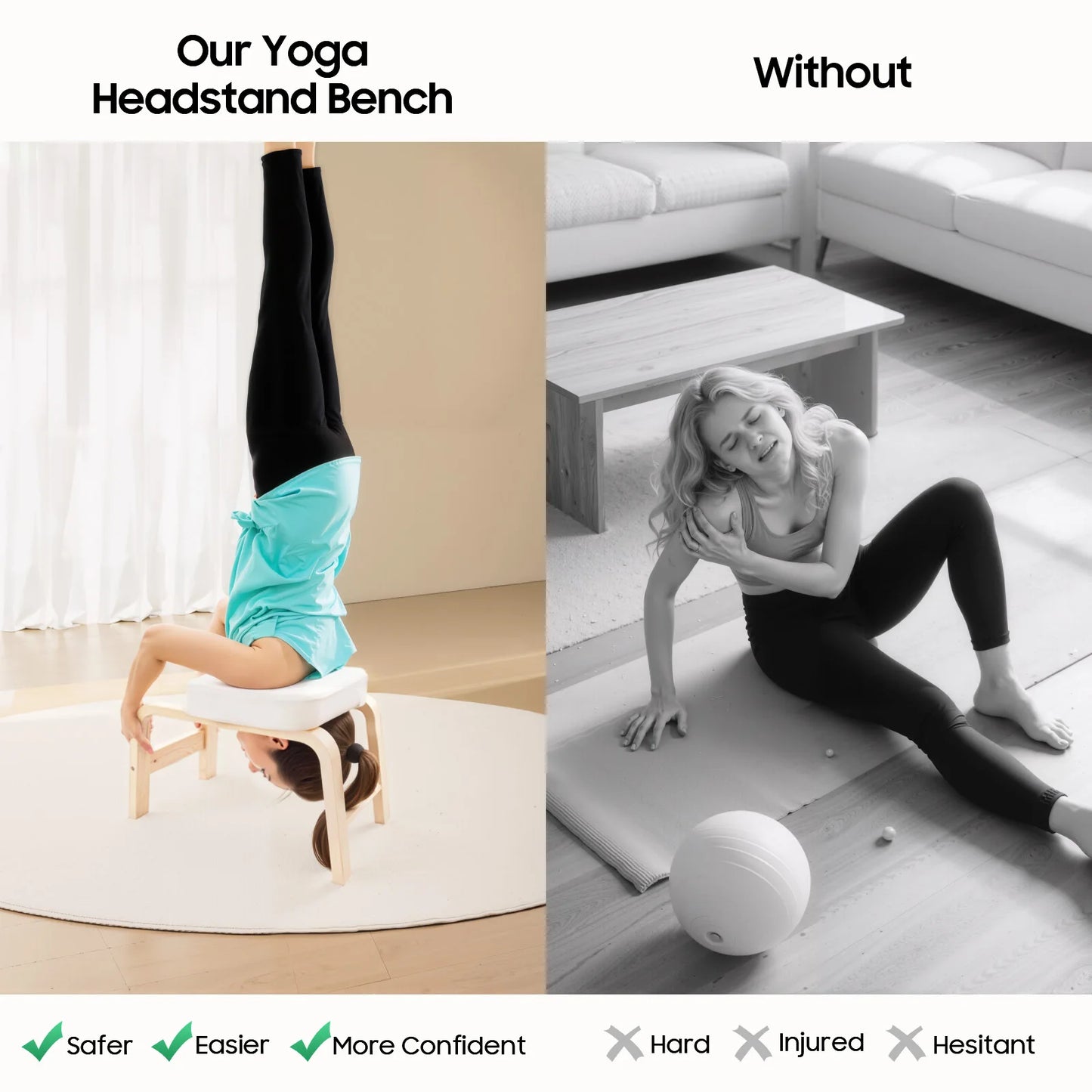 U Shaped Yoga Inversion Bench With Detachable Cushion