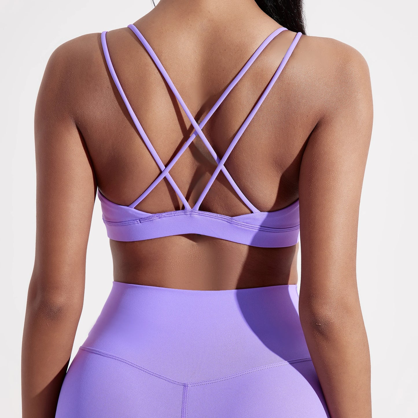Soft Nylon Cross Back Sports Bra For Women