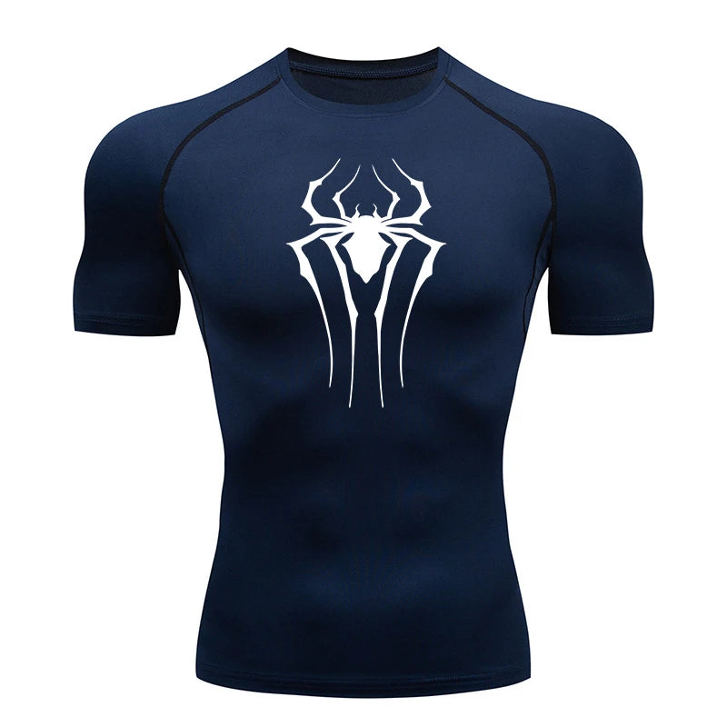 HooThreads Men Spider Print Quick Dry Compression Shirt