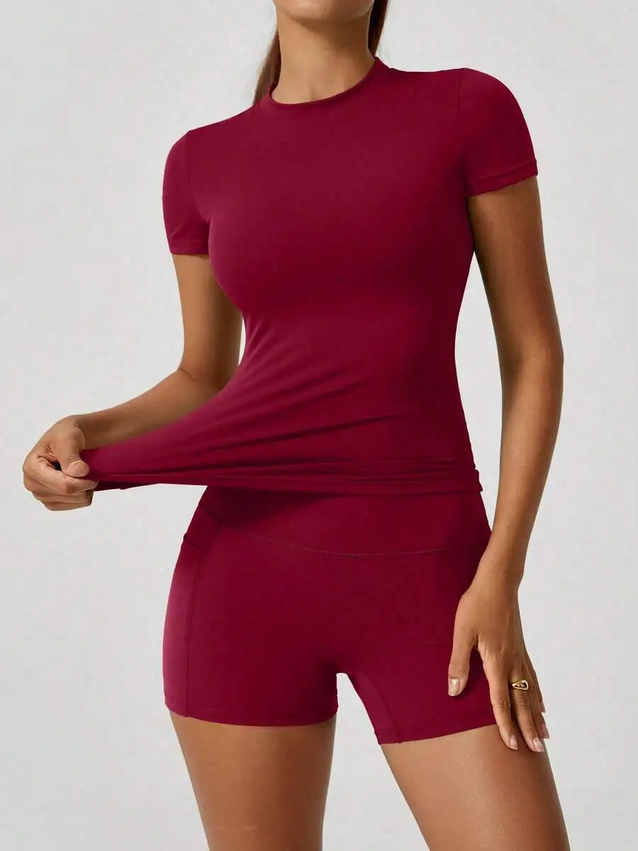 Women's Seamless Backless Yoga Shorts Set