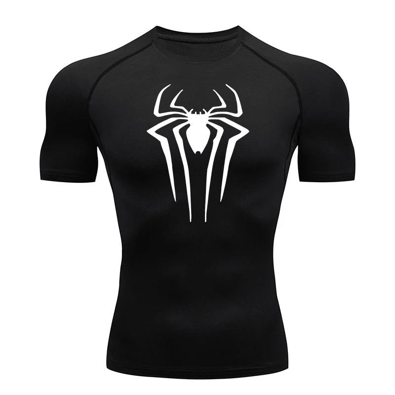 HooThreads Men Spider Print Quick Dry Compression Shirt