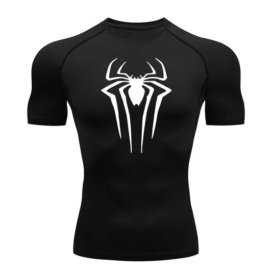 HooThreads Men Spider Print Quick Dry Compression Shirt