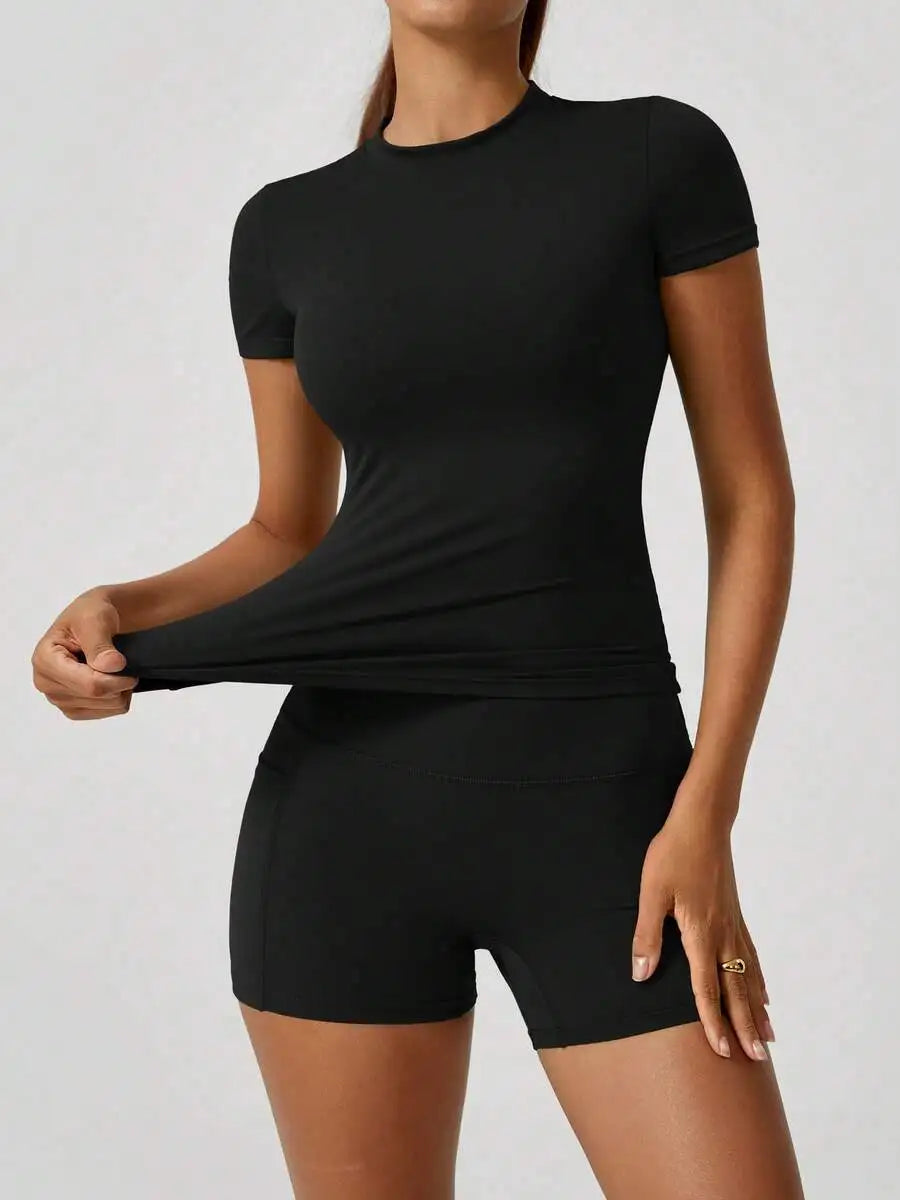 Women's Seamless Backless Yoga Shorts Set