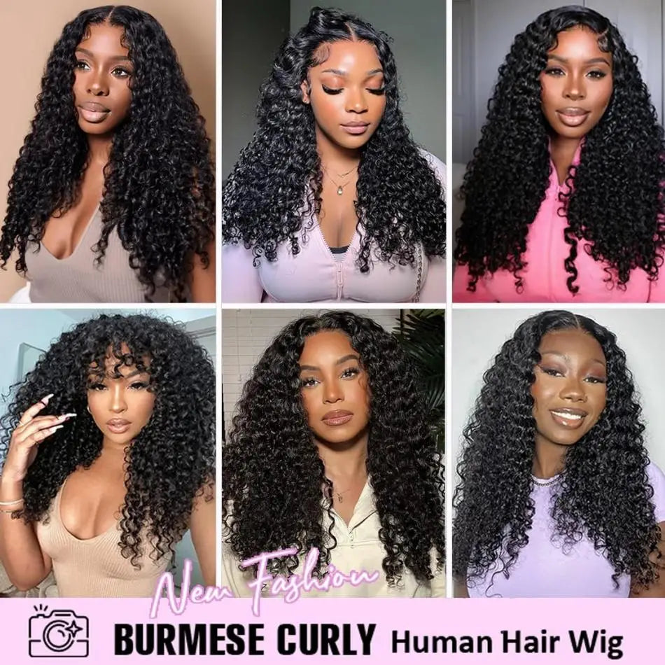 Rosslyn Burmese Curly Brazilian Hair Wig Transparent Lace Front