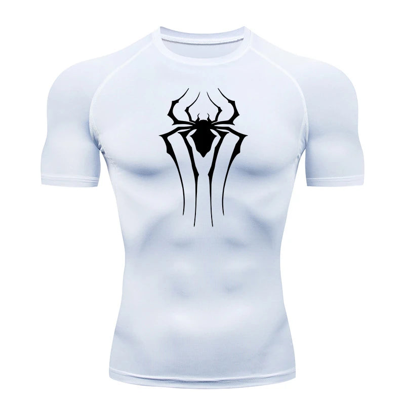 HooThreads Men Spider Print Quick Dry Compression Shirt