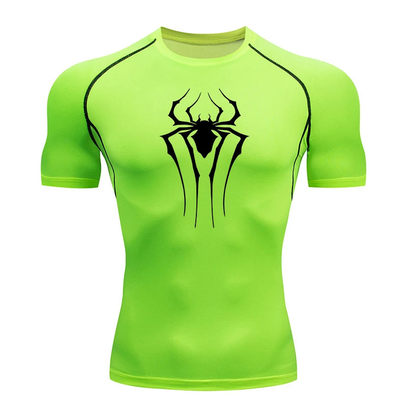 HooThreads Men Spider Print Quick Dry Compression Shirt