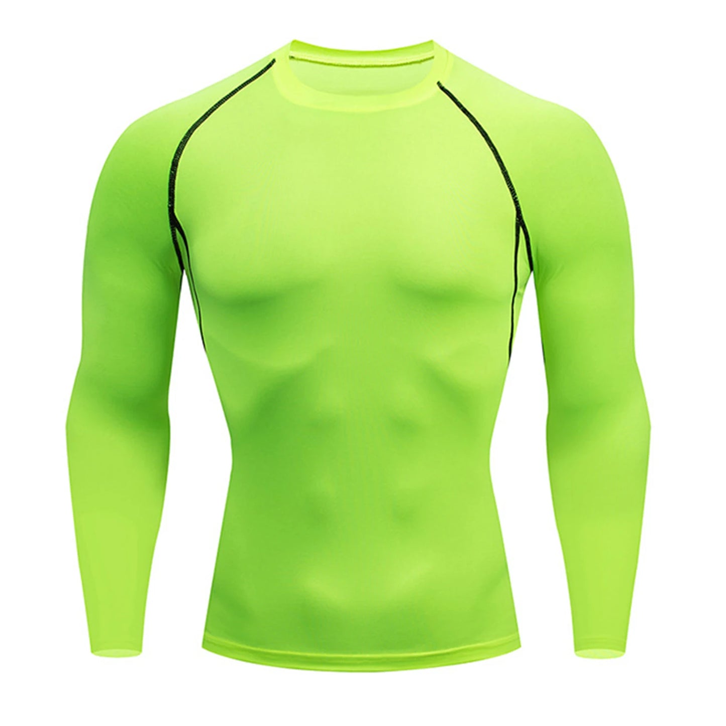 Men Black Long Sleeve Compression Quick Dry Fitness Top