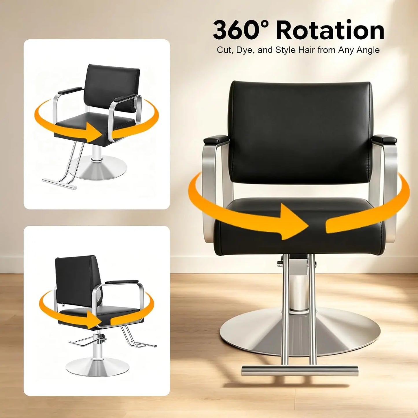 Salon Barber Chair With Hydraulic Pump 360 Degrees Rotating 440Lbs