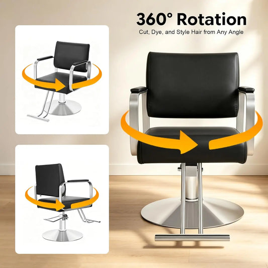 Salon Barber Chair With Hydraulic Pump 360 Degrees Rotating 440Lbs