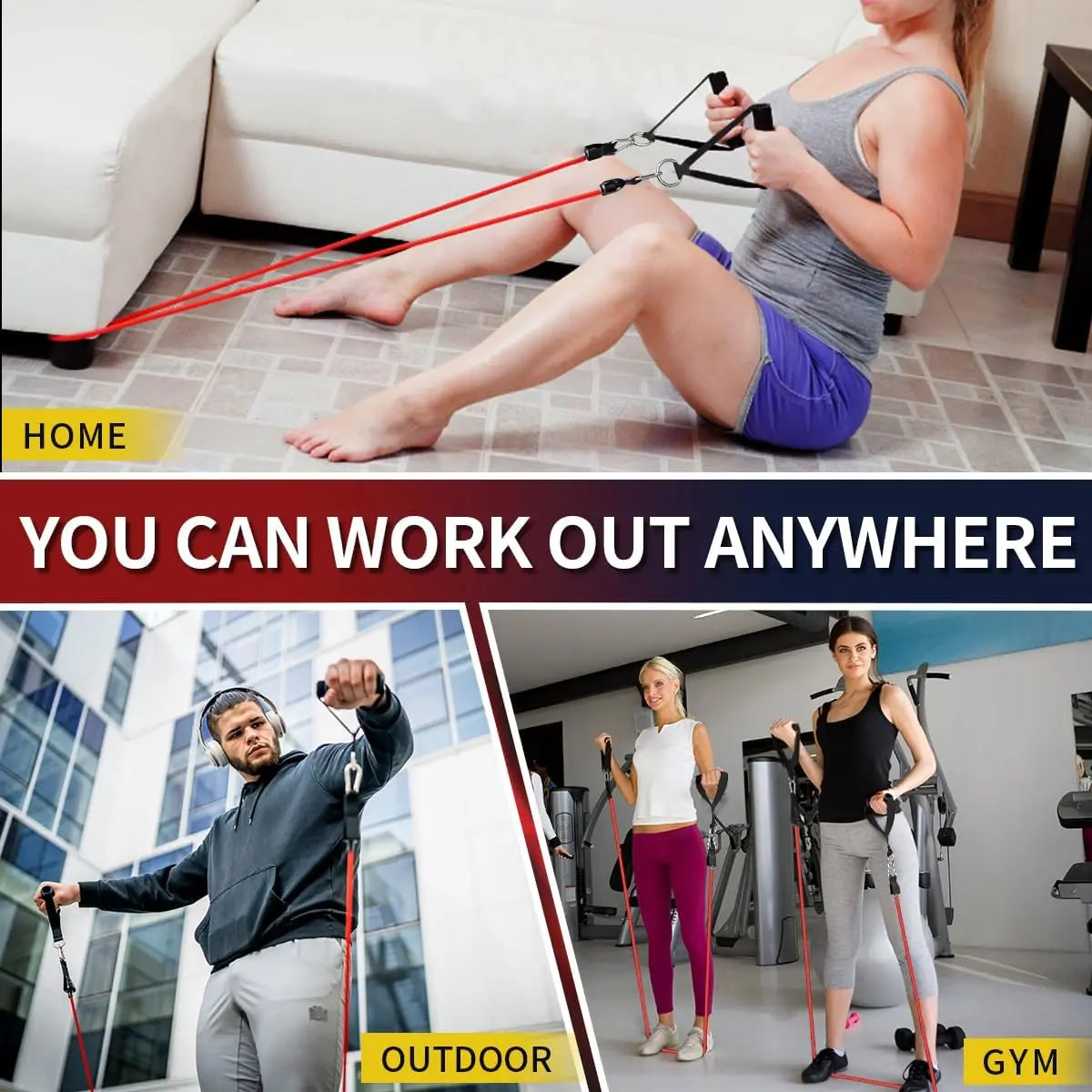 Whatafit 5 Level Resistance Bands With Handles
