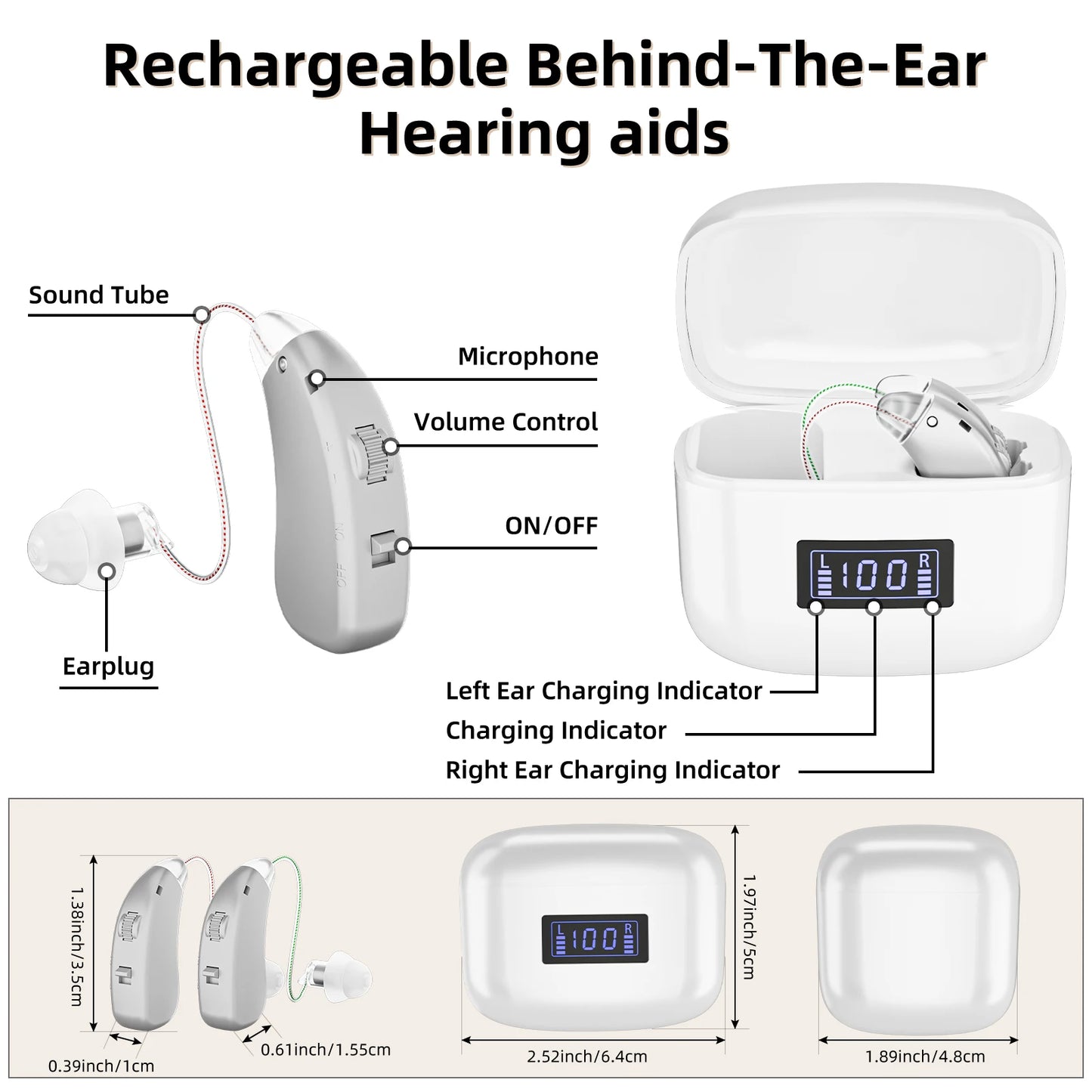 K&FCOPTEE Rechargeable Hearing Aids For Adults Invisible Digital Ear Amplifiers