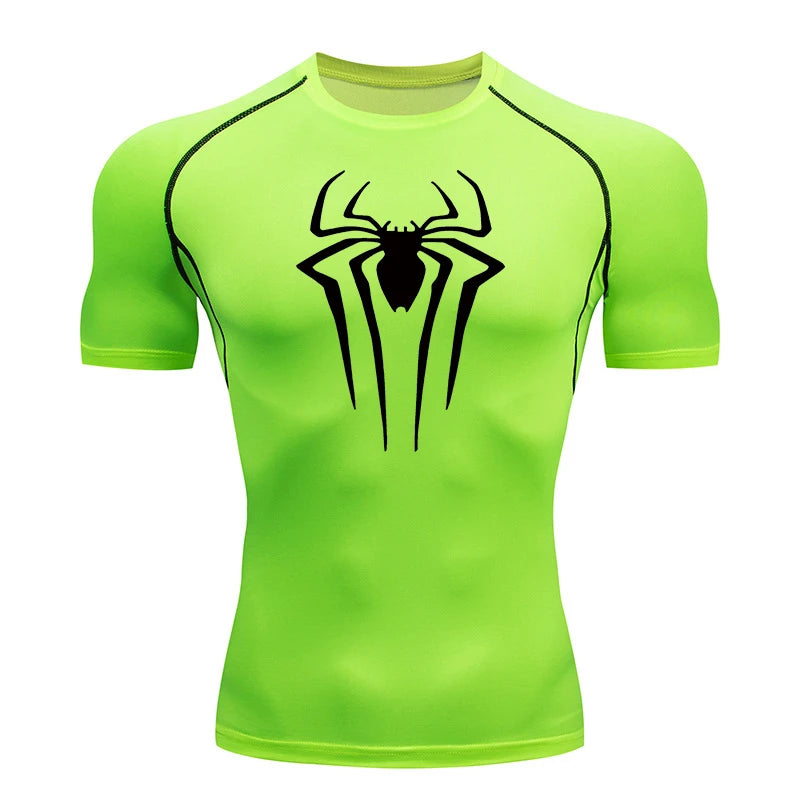 HooThreads Men Spider Print Quick Dry Compression Shirt