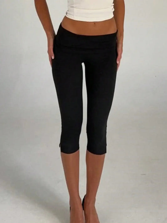 Women's Y2K White Low Waisted Slim Fit Capri Leggings