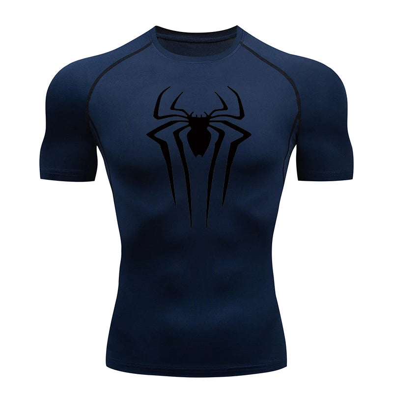 HooThreads Men Spider Print Quick Dry Compression Shirt