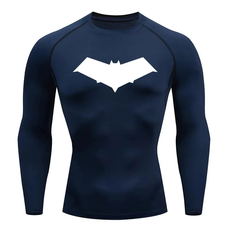 Unisex Cotton Bat Print Quick Dry Compression Shirt