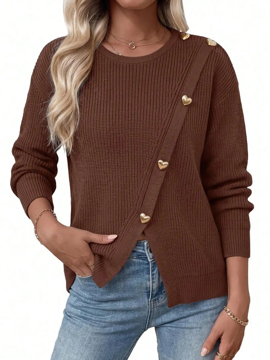 Womens Cable Knit Crewneck Pullover Jumper Tops
