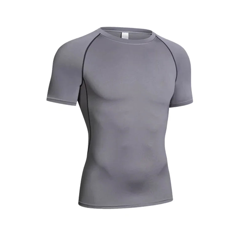 Men Black Long Sleeve Compression Quick Dry Fitness Top