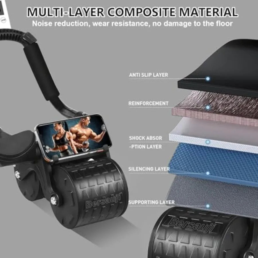 Automatic Rebound Ab Roller Wheel With Knee Mat And Timer