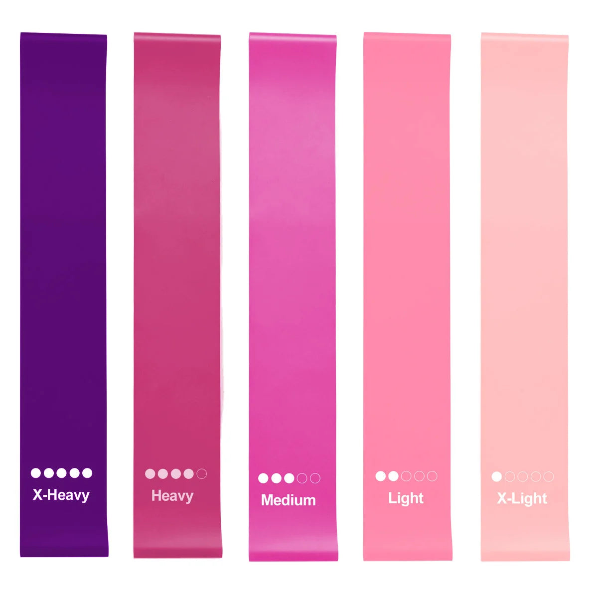 Set Of 5 Pink TPE Resistance Loop Bands For Exercise And Yoga