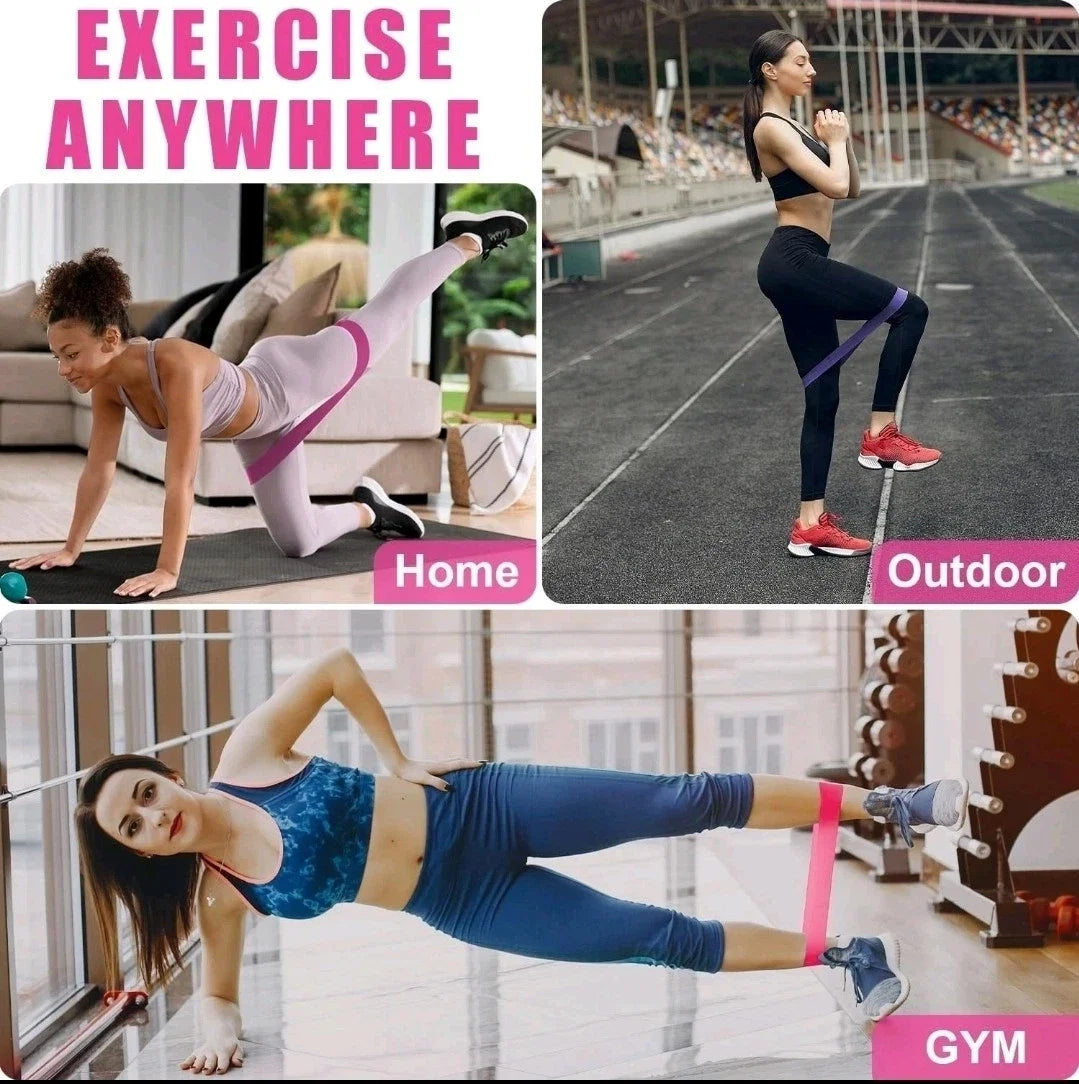 Set Of 5 Pink TPE Resistance Loop Bands For Exercise And Yoga