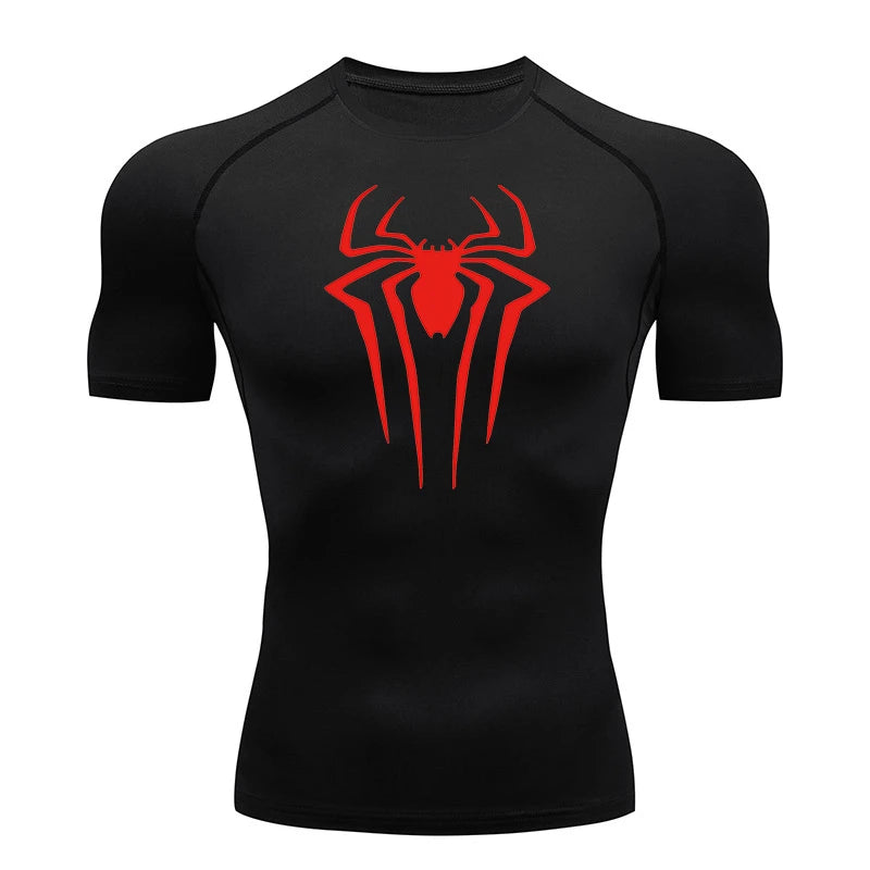 HooThreads Men Spider Print Quick Dry Compression Shirt