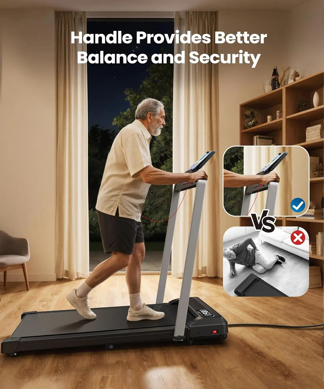 Compact Treadmill With Incline And Folding Space Saving Design