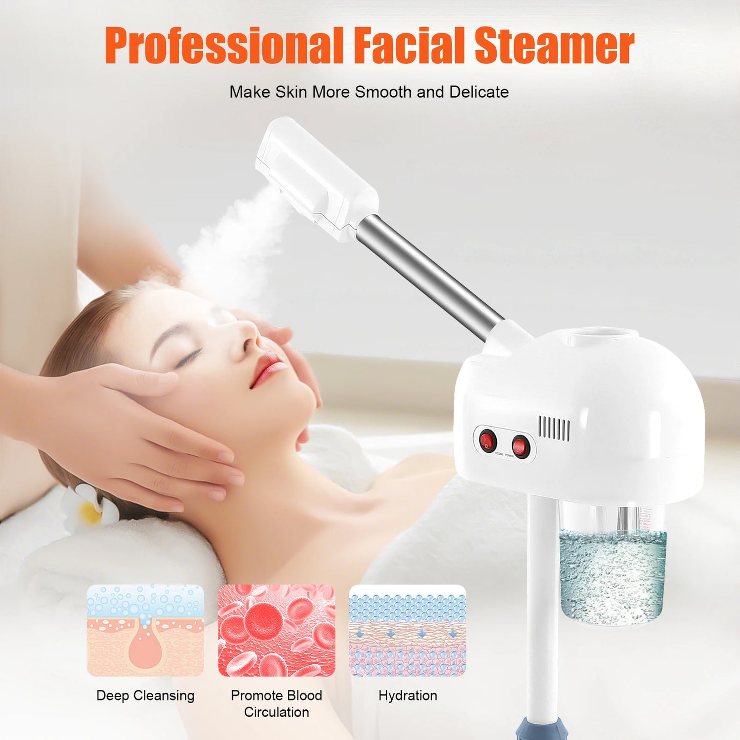 Bymaocar Ozone Facial Steamer With Height Adjustable Sprayer