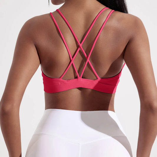 Soft Nylon Cross Back Sports Bra For Women