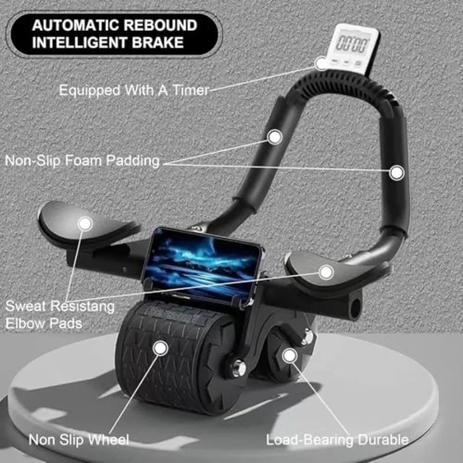 Automatic Rebound Ab Roller Wheel With Knee Mat And Timer