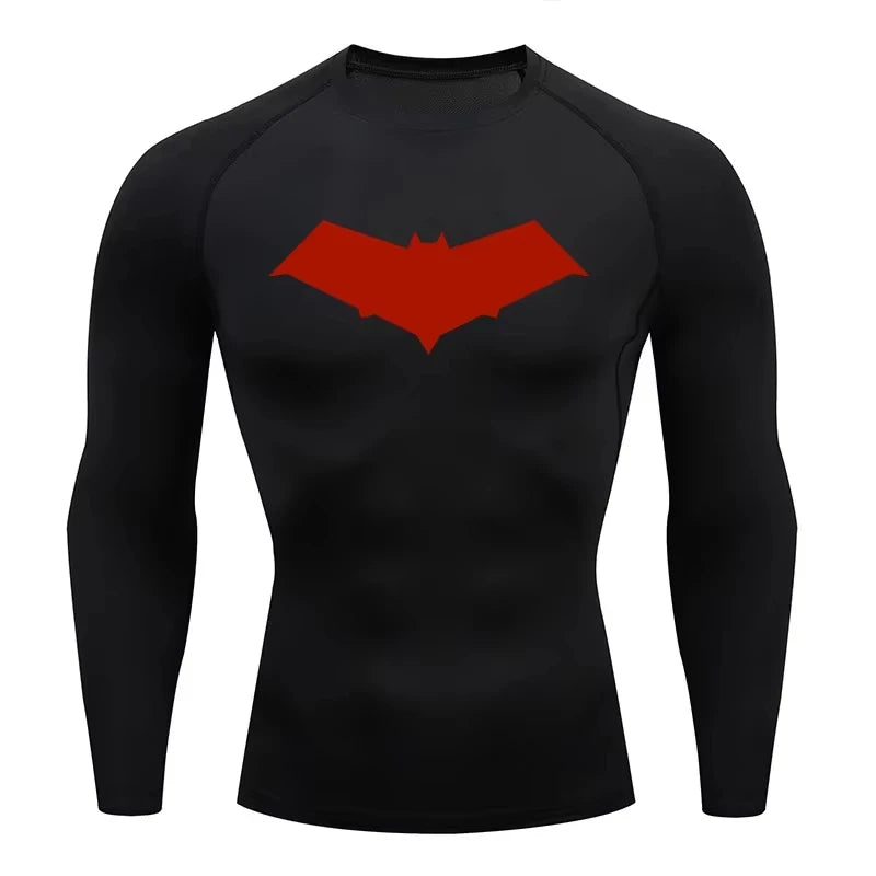 Unisex Cotton Bat Print Quick Dry Compression Shirt