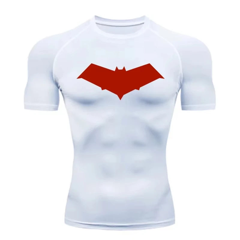 Unisex Cotton Bat Print Quick Dry Compression Shirt