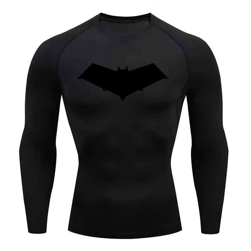 Unisex Cotton Bat Print Quick Dry Compression Shirt