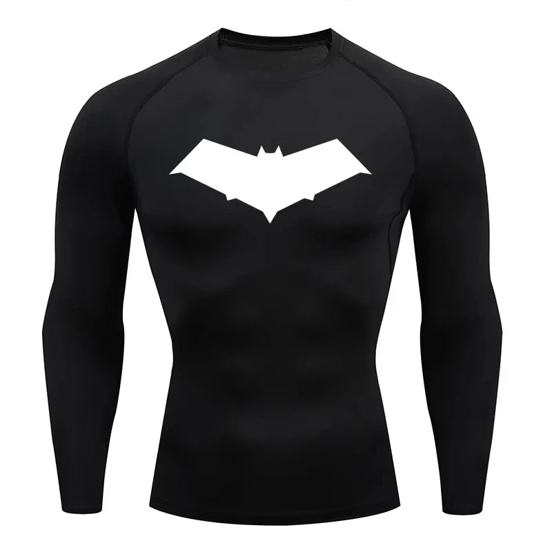 Unisex Cotton Bat Print Quick Dry Compression Shirt