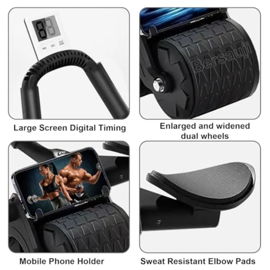 Automatic Rebound Ab Roller Wheel With Knee Mat And Timer