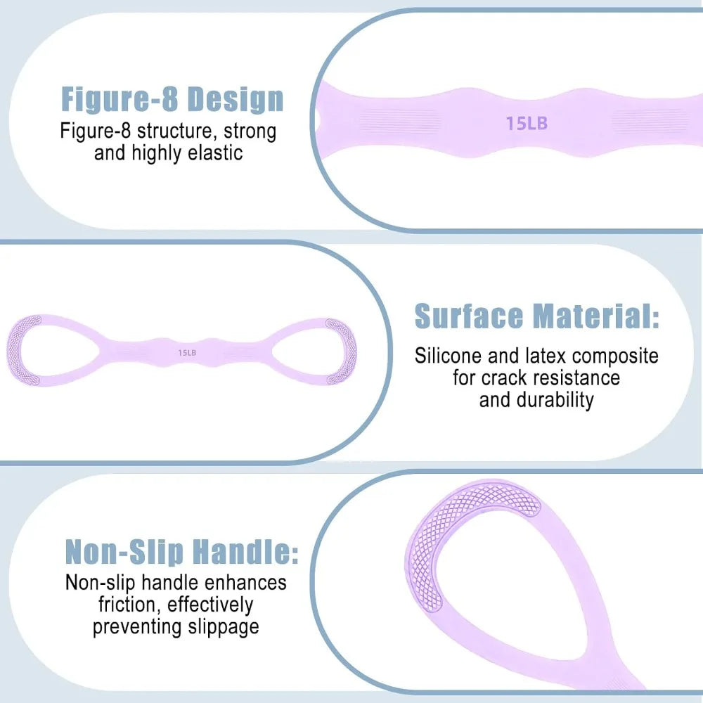Figure Eight Resistance Bands With Handles For Strength Training