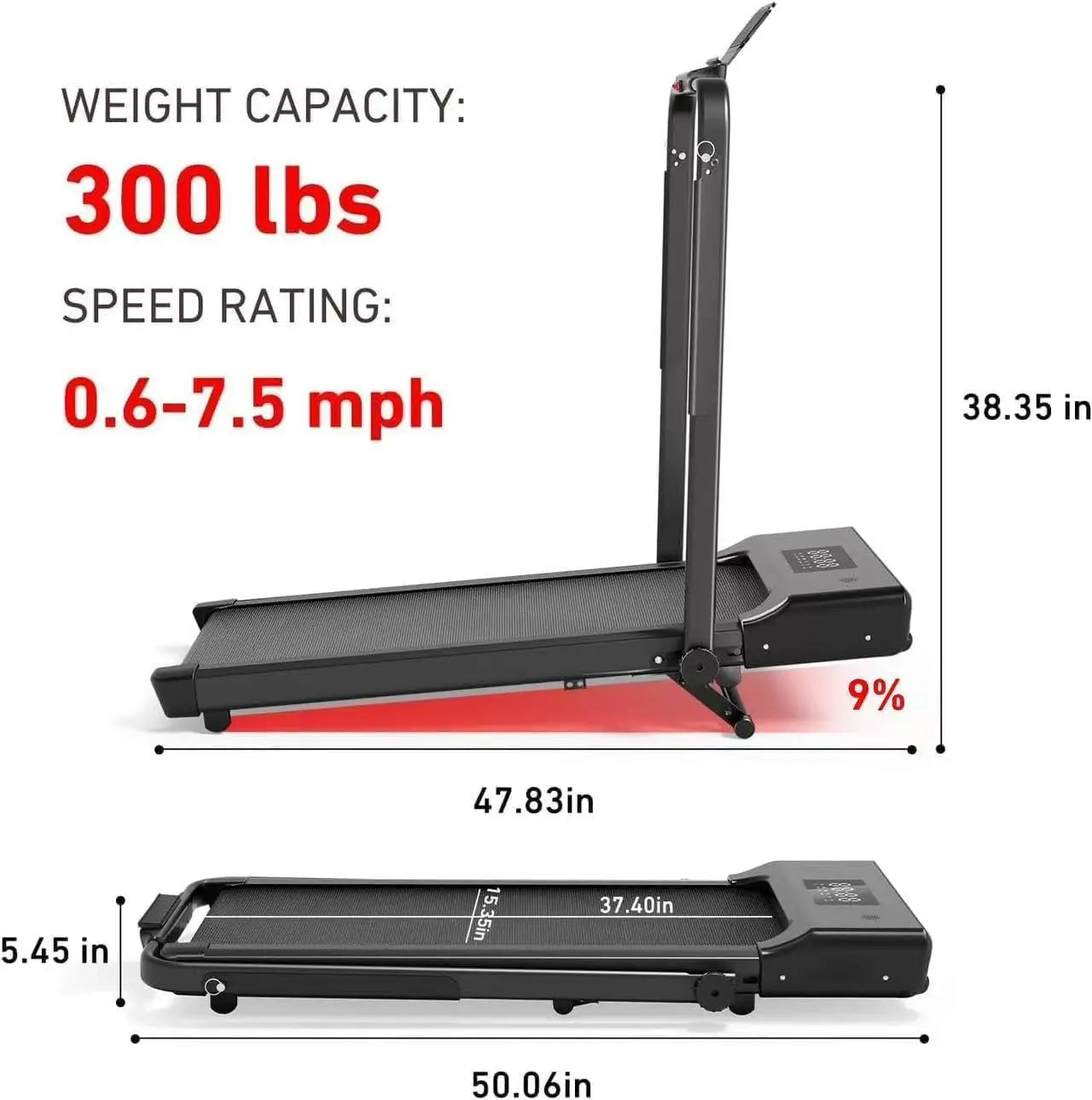 Folding Walking Pad Treadmill for Home Office Under Desk Incline