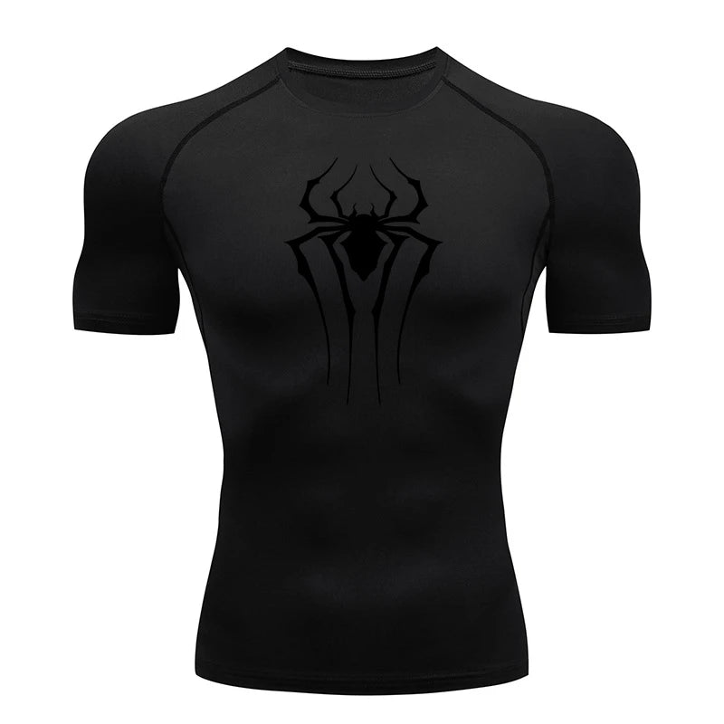 HooThreads Men Spider Print Quick Dry Compression Shirt