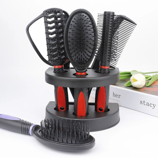 RANCAI 5 Pack Comb Set With Mirror Hair Brush Holder Air Cushion