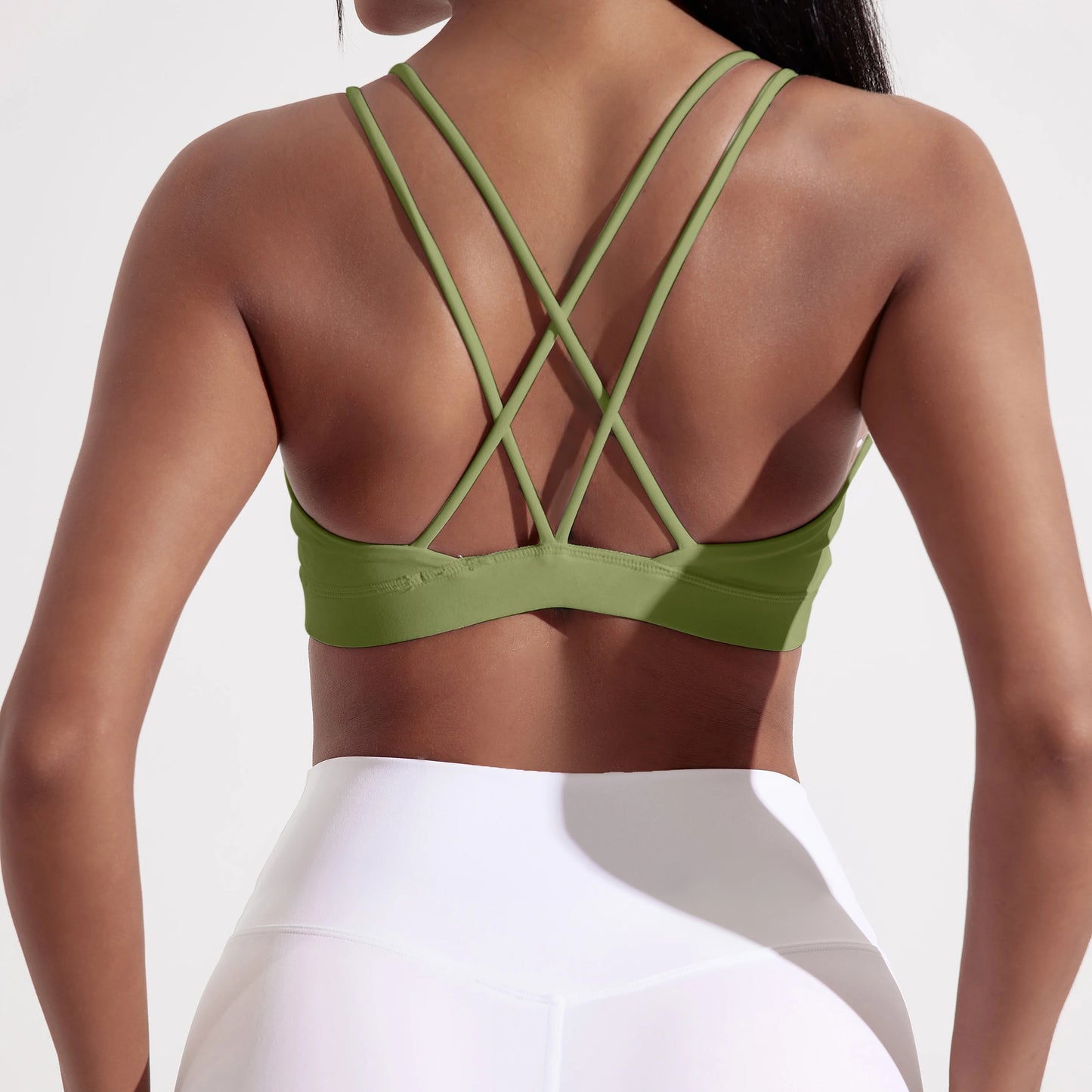 Soft Nylon Cross Back Sports Bra For Women