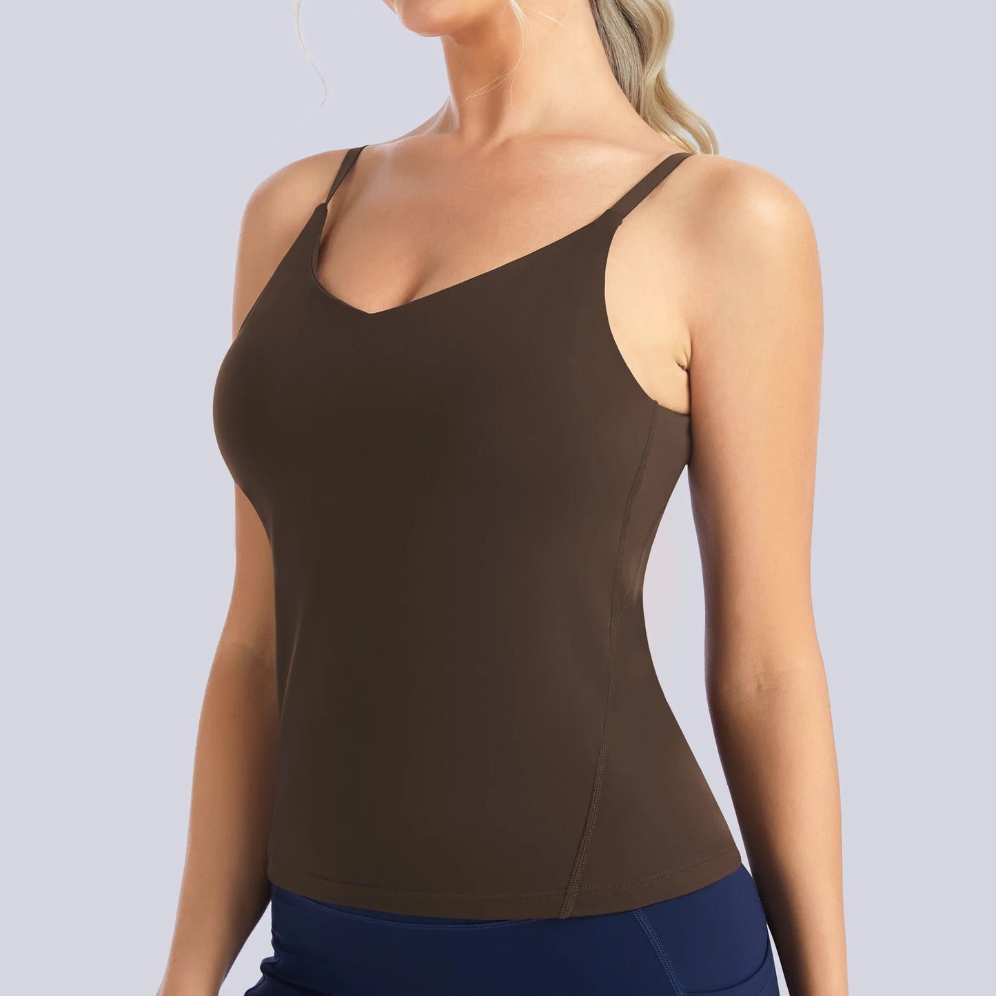 The Gym People Women's Longline Racerback Padded Workout Sports Bra Tank