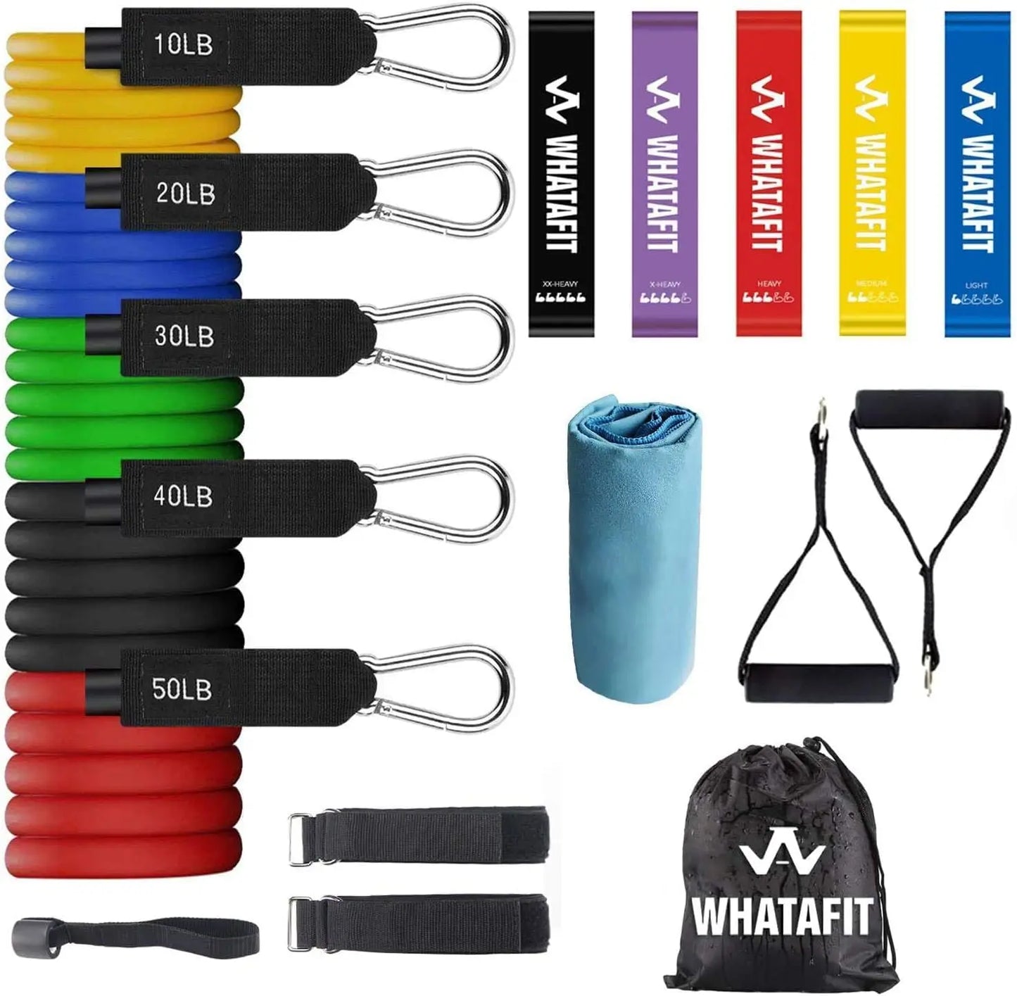 Whatafit 5 Level Resistance Bands With Handles