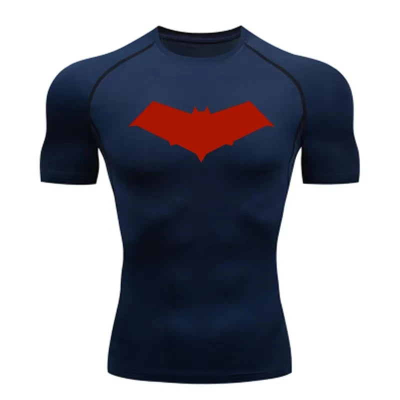 Unisex Cotton Bat Print Quick Dry Compression Shirt